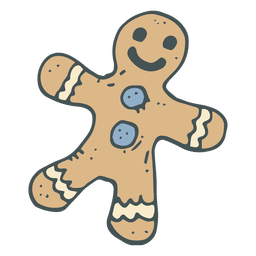 Gingerbread man hand drawn cartoon icon 48 PNG Design