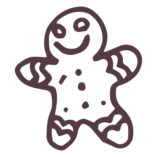 Gingerbread man hand drawn icon 9 PNG Design