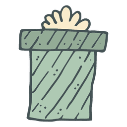 Caja de regalo verde lazo amarillo icono dibujado a mano 55 Diseño PNG