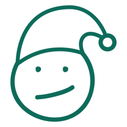 Emoticon sorridente de chapéu de Papai Noel com rosto verde traço 3 Desenho PNG