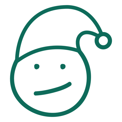Sonrisa santa claus sombrero cara verde trazo emoticon 3 Diseño PNG