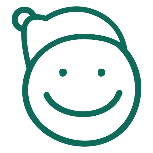 Grin santa claus hat face green stroke emoticon 5 PNG Design