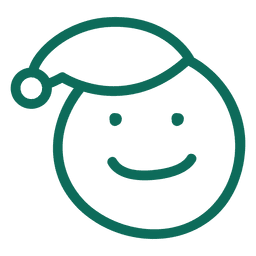 Emoticon sorridente de chapéu de Papai Noel com rosto verde traço 7 Desenho PNG