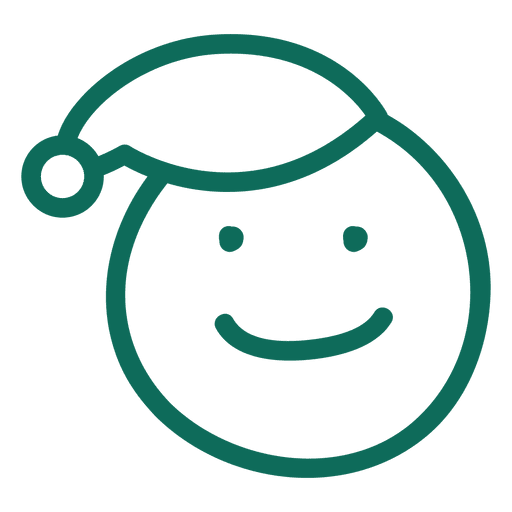 Grinsen Santa Claus Hut Gesicht grüner Strich Emoticon 7 PNG-Design