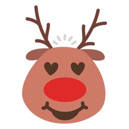 Heart Eyes Reindeer Face Emoticon 48 PNG & SVG Design For T-Shirts