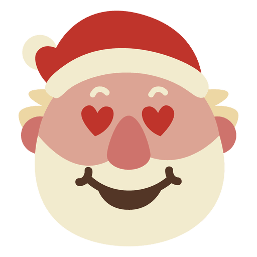 Emoticon de rosto de Papai Noel com olhos de coração 50 Desenho PNG