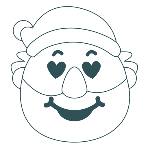 Emoticon com coração e olhos de papai noel - traço verde 26 Desenho PNG