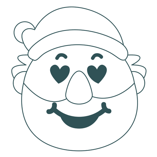 Heart eyes santa claus green stroke emoticon 26 PNG Design