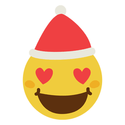 Emoticon de chapéu de Papai Noel com olhos de coração 12 Desenho PNG