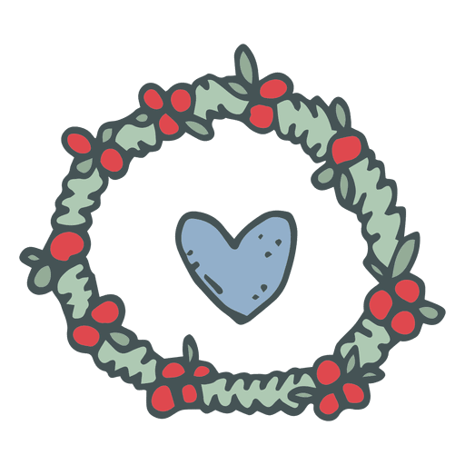 Heart wreath hand drawn cartoon icon 32 PNG Design