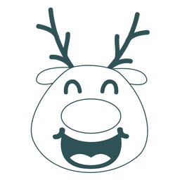 Emoticon de trazo verde de cara de reno de risa 43 Diseño PNG