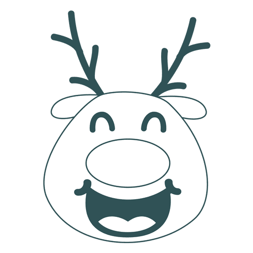 Laugh reindeer face green stroke emoticon 43 PNG Design