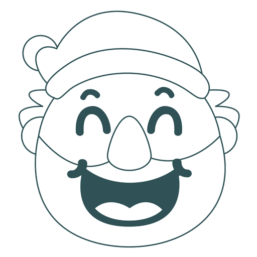 Emoticon rindo de Papai Noel com traço verde 39 Desenho PNG