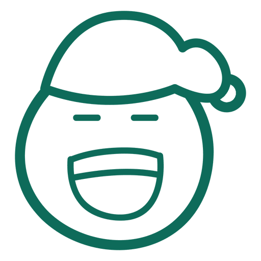 Laugh santa claus hat face green stroke emoticon 24 PNG Design
