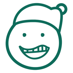 Emoticon sorridente de chapéu de Papai Noel com rosto verde traço 8 Desenho PNG