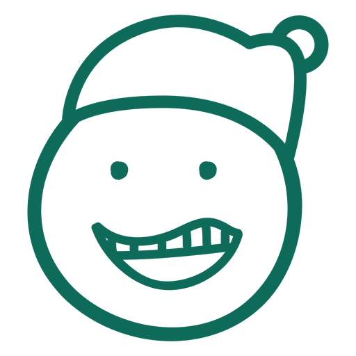 Emoticon sorridente de chap?u de Papai Noel com rosto verde tra?o 8