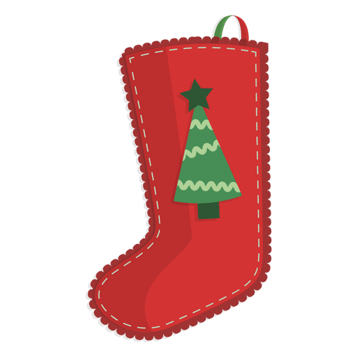 Ícone vermelho da árvore de natal com meia de Natal 29 Desenho PNG