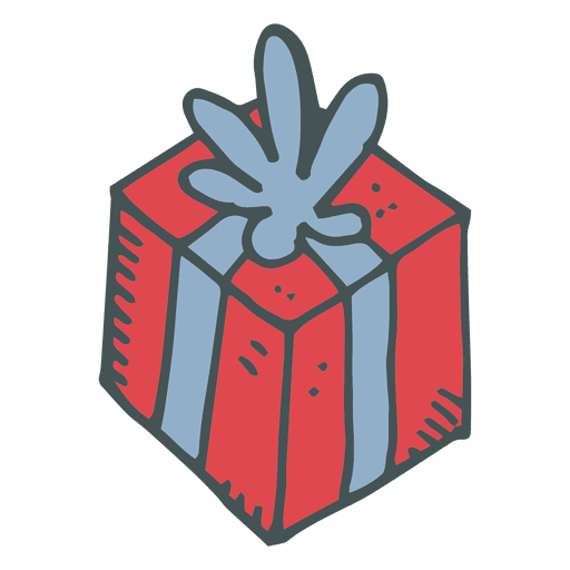 Red gift box blue bow hand drawn cartoon icon 25 PNG Design