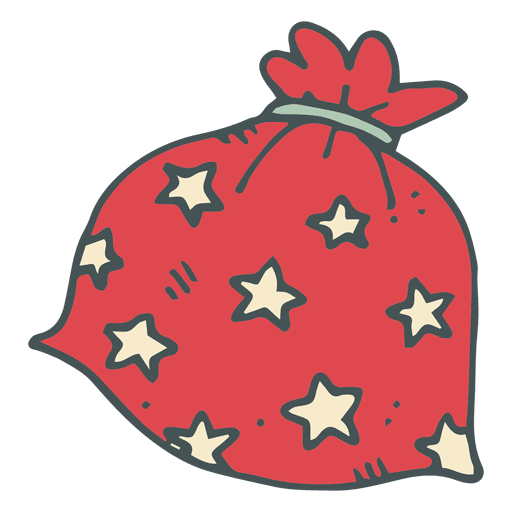 Red polka dot gift bag hand drawn cartoon icon 16