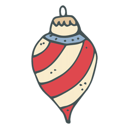 Red striped christmas ball hand drawn cartoon icon 47 PNG Design