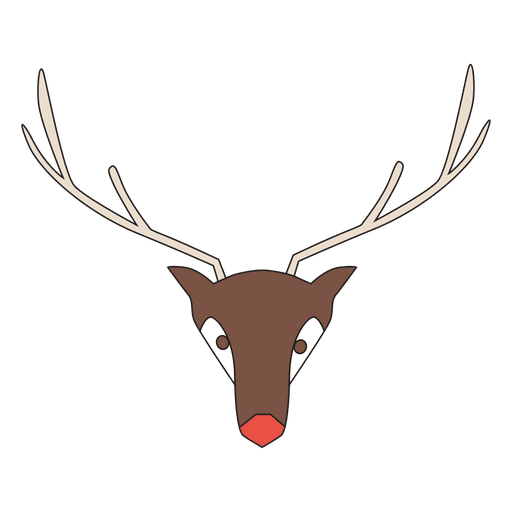 Geometrical Reindeer Head Cartoon PNG Design