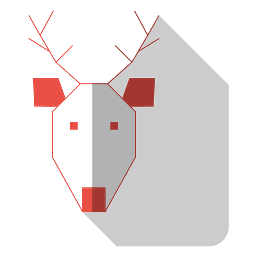 Reindeer head flat drop shadow icon 81