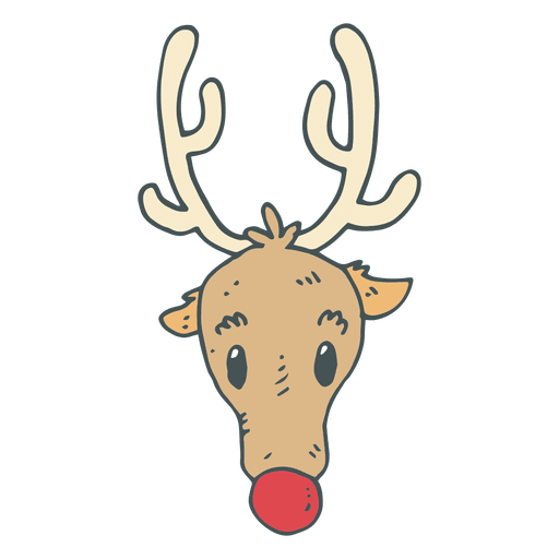 Reindeer head hand drawn cartoon icon 36 PNG Design