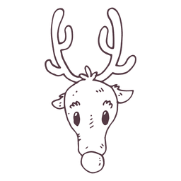 Icono dibujado mano cabeza de reno 45