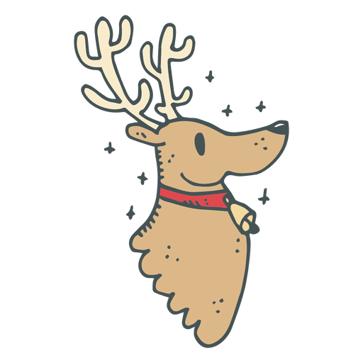 Reindeer head profile hand drawn cartoon icon 14 PNG Design