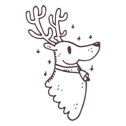 Reindeer head profile hand drawn icon 19 PNG Design