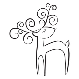 Esboço do desenho animado da rena em pé 41 Desenho PNG