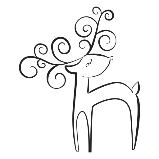 Reindeer cartoon outline standing 41 PNG Design