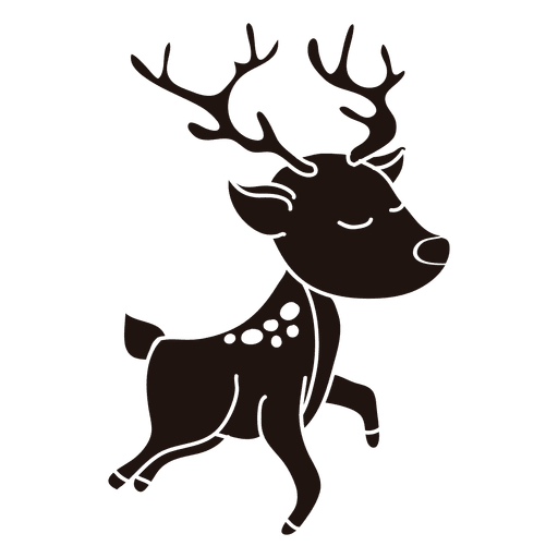 Reindeer cartoon silhouette jumping 27 PNG Design