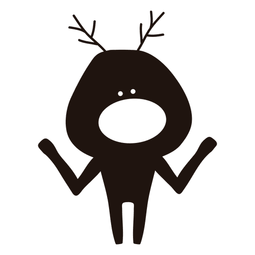 Reindeer cartoon silhouette shrugging 86 PNG Design