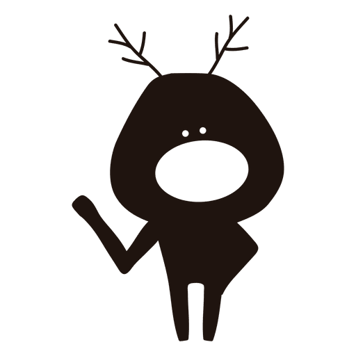 Silhueta de desenho animado de rena acenando olá 30 Desenho PNG
