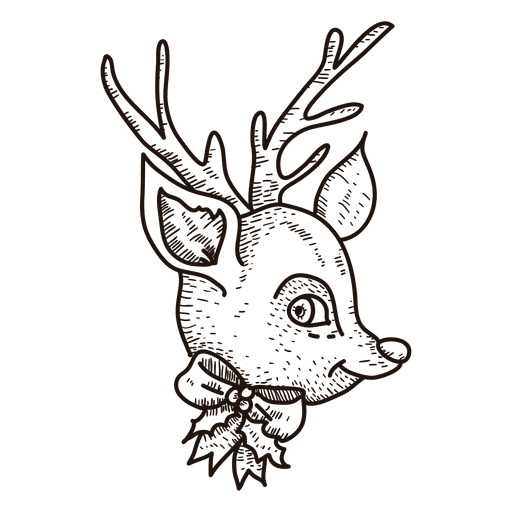 Cabeça de rena desenhada à mão 34 Desenho PNG