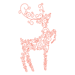 Reno silueta patrón de remolino rojo Diseño PNG