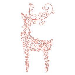 Reno silueta patrón de remolino rojo 40 Diseño PNG