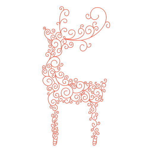 Reindeer silhouette red swirl pattern 40 PNG Design