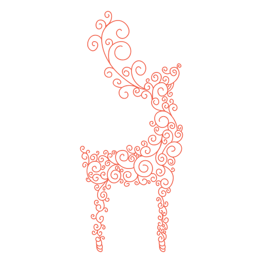 Reindeer silhouette red swirl pattern 42 PNG Design