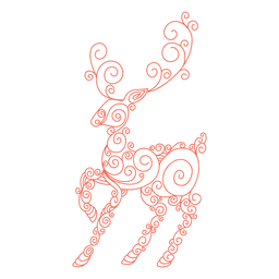 Patrón de remolino rojo silueta de reno 84 Diseño PNG