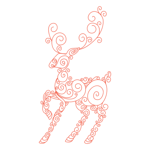 Reindeer silhouette red swirl pattern 84 PNG Design