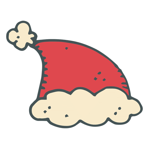 Hand gezeichnete Karikaturikone des Weihnachtsmannhutes 1 PNG-Design