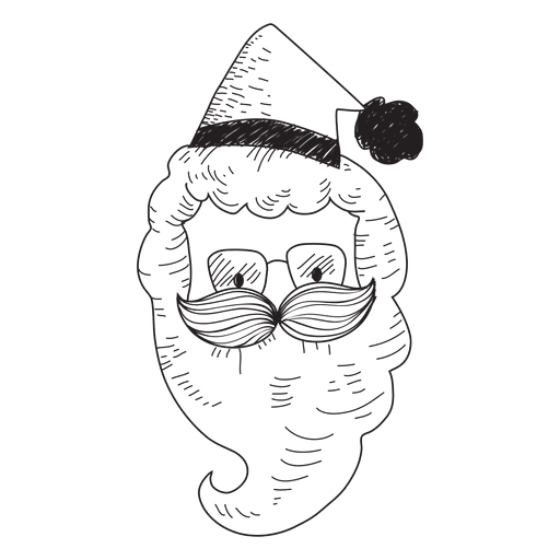 Hand gezeichnete Ikone des Weihnachtsmannkopfes 44 PNG-Design