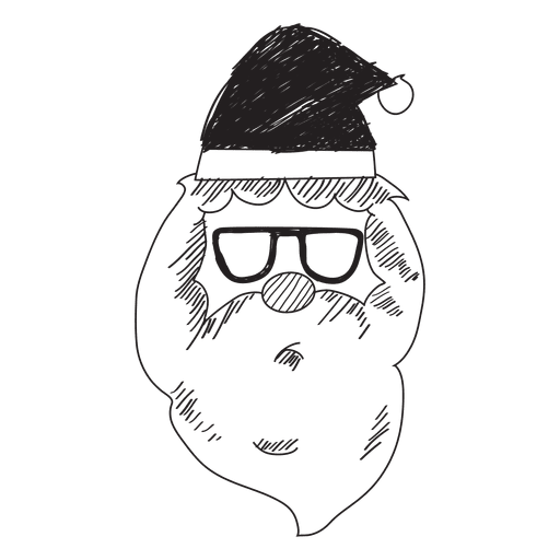 Santa Claus Kopf Sonnenbrille Hand gezeichnete Ikone 55 PNG-Design