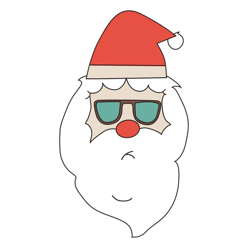 Icono de dibujos animados de gafas de sol de cabeza de Santa 22