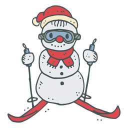 Ícone de desenho animado de esqui boneco de neve desenhado à mão 22 Desenho PNG