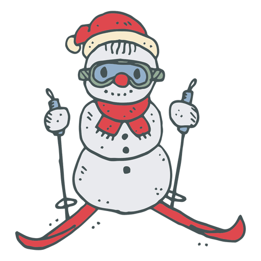 ?cone de desenho animado de esqui boneco de neve desenhado ? m?o 22