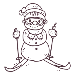Ícone de mão desenhada de boneco de neve de esqui 16 Desenho PNG