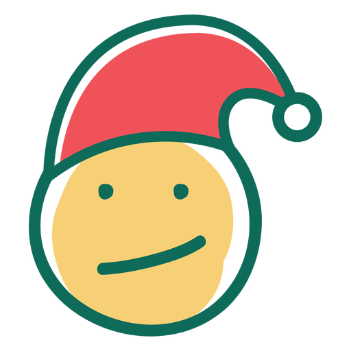 Emoticon de chapéu de Papai Noel com sorriso oblíquo 20 Desenho PNG